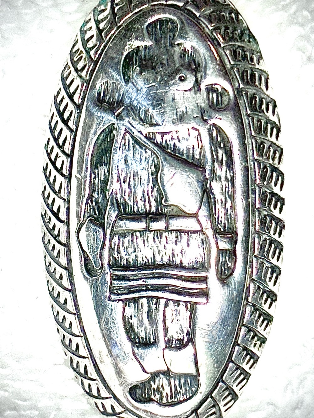 Sterling Silver Oval Kachina Doll Brooch